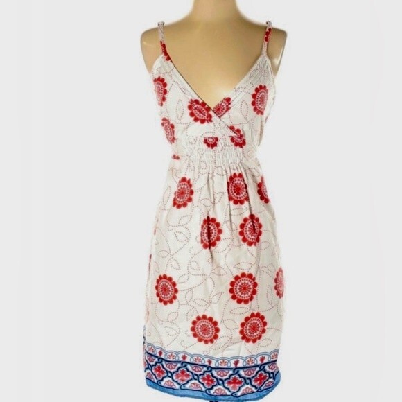 Gap white coral and blue floral cotton sundress size small - Picture 2 of 4